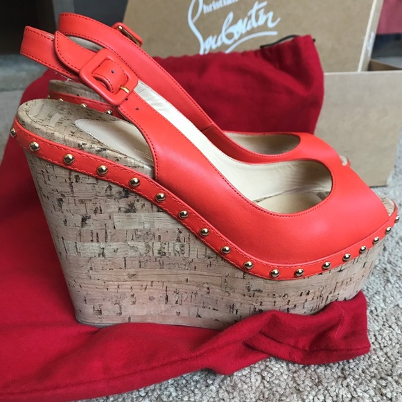Christian Louboutin orange WEDGES! - Picture 2 of 5